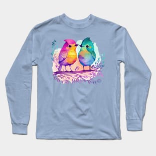 Funny Pair of Colorful Birds Long Sleeve T-Shirt